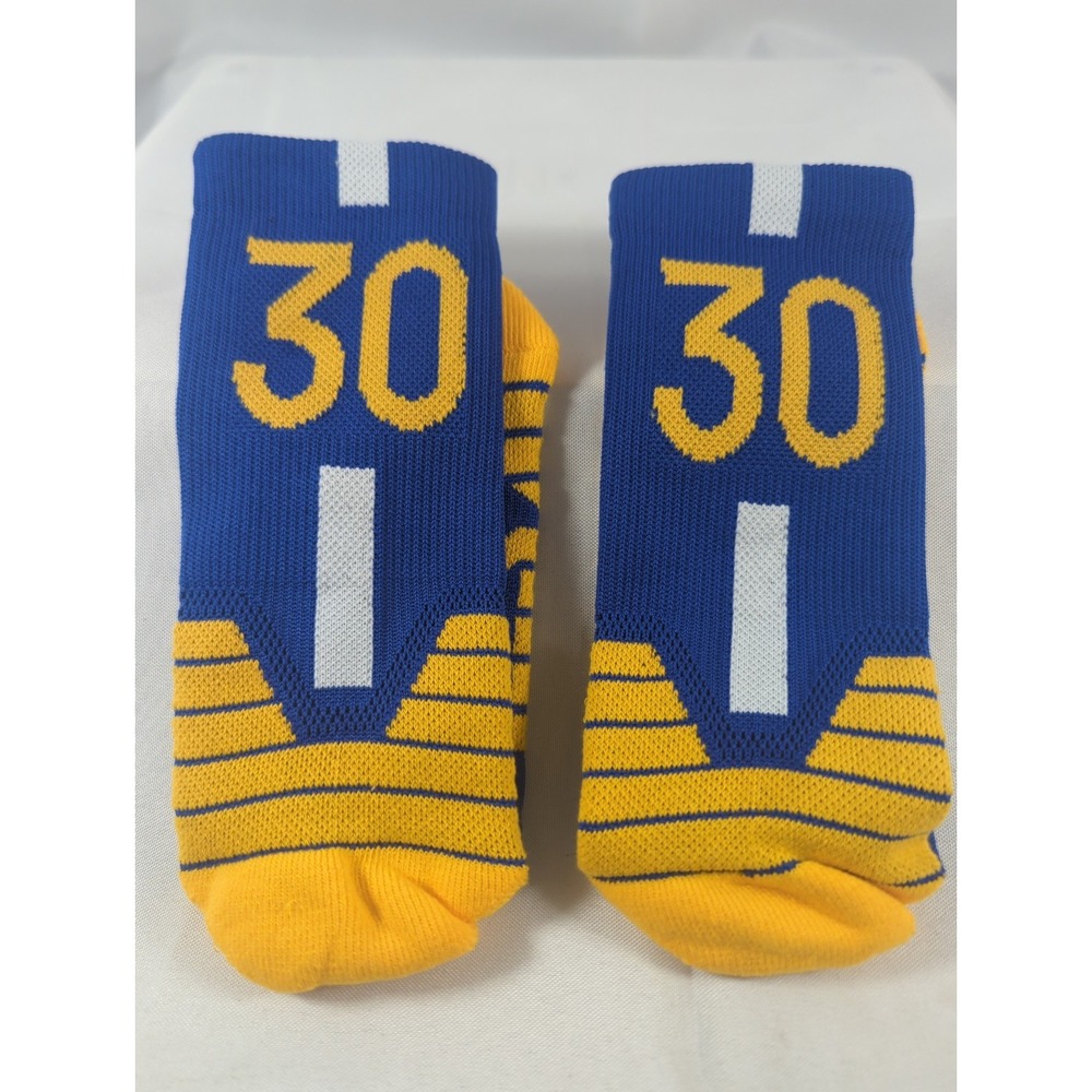 Number 30 Stephen Curry Blue/Yellow Basketball Socks Read Discription